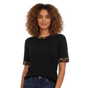 Missoni Vintage Black Knit Sweater Top w/ Metallic Lurex Trim | Italian Designer